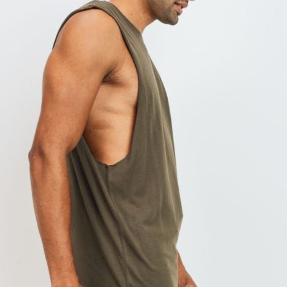 Olive Essential Muscle Tank - Picture 2 of 7